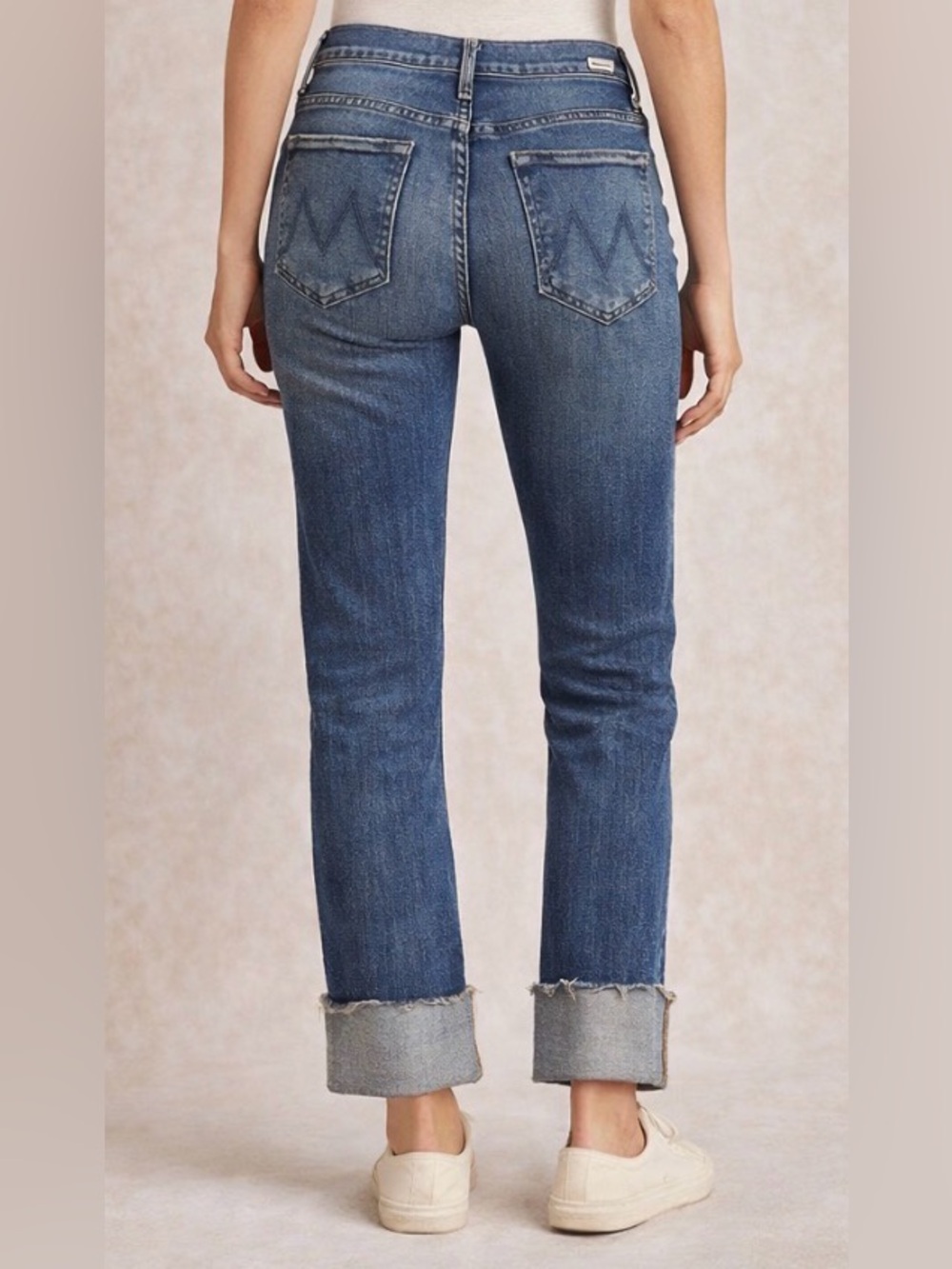 MOTHER The Pony Boy Ankle Fray Jeans Size 26 Medium Wash Raw Hem Straight Leg - Picture 2 of 9